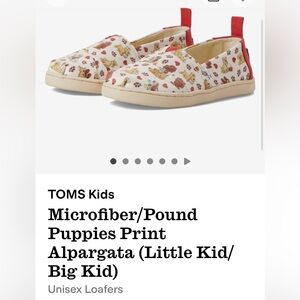 TOMS Kids Girls or Boys Little Kids size 13 Puppy Print